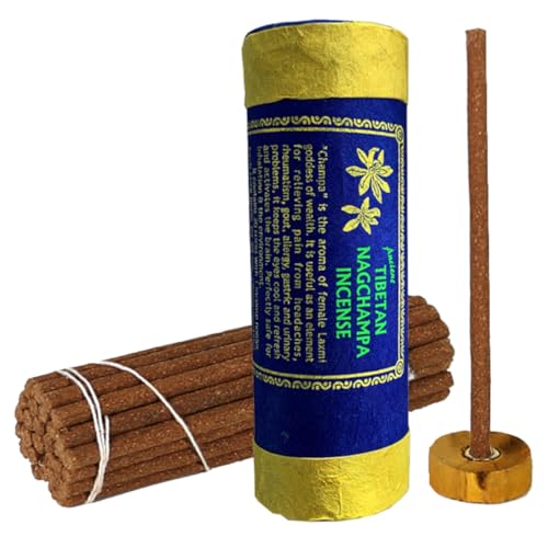 CRIGEMA - Incenso Tibetano in bastoncini - 30 sticks ca. d'incenso Naturale con piccolo Portaincensi (NAG CHAMPA)
