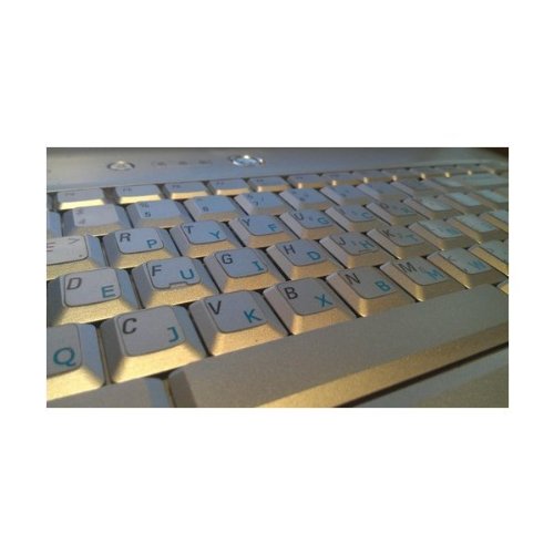 Dvorak Simplified Keyboard Stickers with Blue Lettering ON Transparent Background - Thumbnail 6