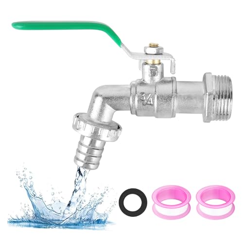 XCDMJ Garten Wasserhahn 3/4 Zoll aus Messing rost-und frostsicher mit 2 * Gratis Schlauchanschlüsse 2x Rollendichtband Absperrhahn Tropffrei Wasserhahn Aussen Messing für Garten
