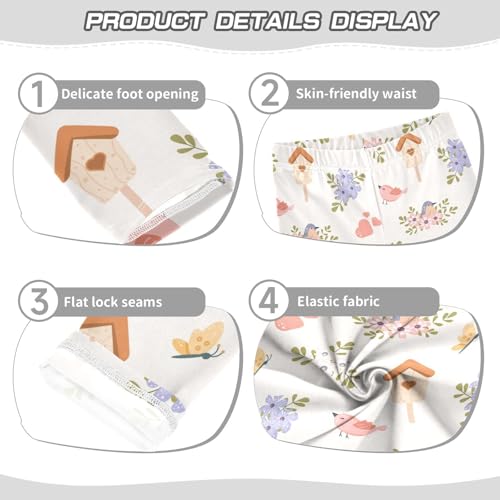 Bird Flower Mailbox Girls Leggings,Workout Leggings for Girls Toddler Athletic Leggings Size for 3-10T3