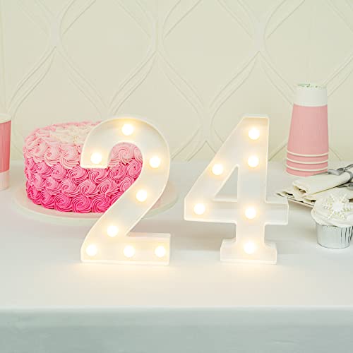 Image of Restaurantware Illumify 7.1 x 1.2 x 8.7 Inch Light Up Number 1 Durable Marquee LED Light - Number 4 Touchproof White Plastic Party Light Keyhole Slot For Parties Weddings Or Special Events