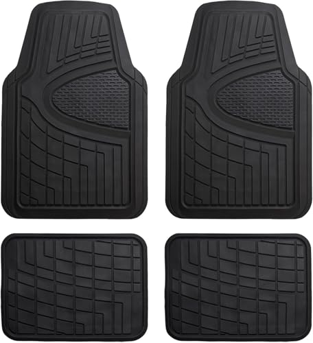 Tapis de Sol en Caoutchouc Noir Ensemble Complet pour Berline SUV Camion