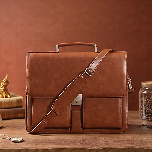 Jack&Chris PU Leather Messenger Briefcase