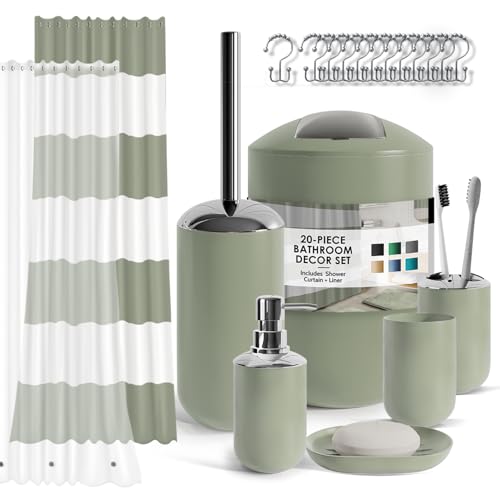 Tende da doccia verde salvia per bagno: la tenda da doccia verde salvia è realizzata in poliestere resistente alle pieghe, con intestazione rinforzata e fori per ganci; misura 182,9 x 182,9 cm.