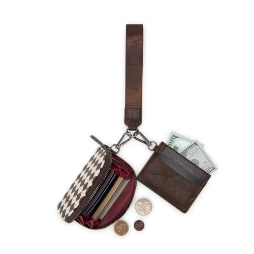 Image of Wrangler KeyChain Wallet Checkered Wristlet Wallets for Women Western Dual Pouch Wristlet Credit Card Holder Wallet