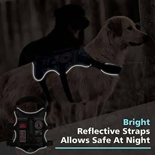 Bolux Tactical Dog Harness With 7 Pcs Tags, Service Dog In Training Harness With Easy Control Double Handles, Dog Working Harness K9 Military Service Dog Vest Harnesses For Small Medium Large Dogs #TOP7