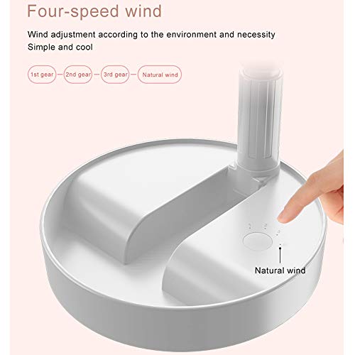 Folding Pedestal Stand Fan Mini Telescopic Fan USB Rechargeable Table Floor Fan Built-in 7200mAh Battery 4 Speeds Adjustable Height and Head Great for Office Home Outdoor Camping White - Thumbnail 5