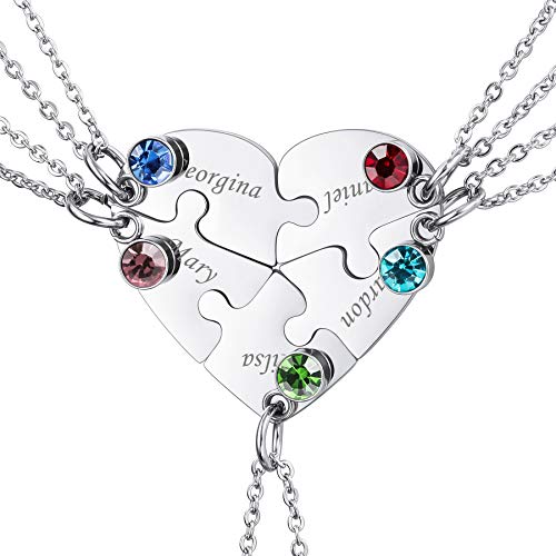 Collier personnalisé puzzle nom gravé en acier inoxydable pour amoureux