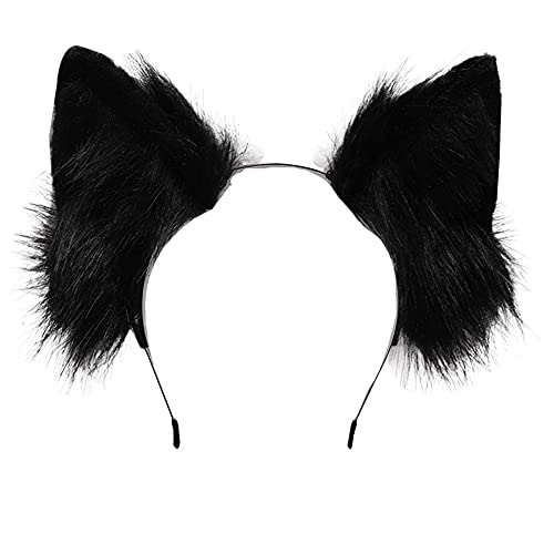 Image of VIGVAN Handmade Wolf Fox Ears Animal Cosplay Cute Head Accessories for Halloween