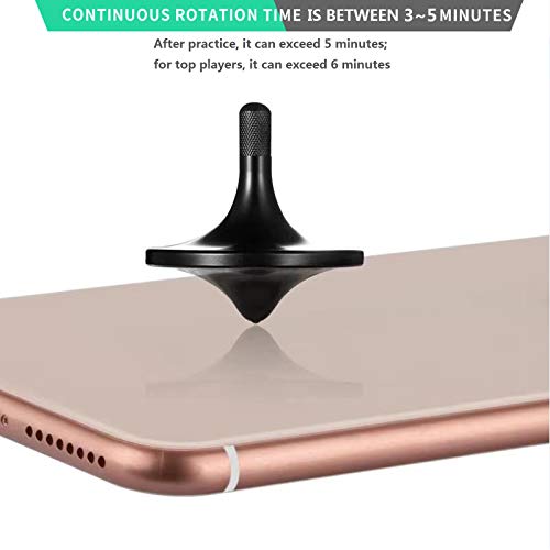 Image of Stainless Steel Spinning Top,Exquisite EDC Fidget Toy (Black,L) | Perfect Balance Well Made Metal Desk Toy Spin Long Time Over 6 Minutes Great Value Durability Funny well-built best spinning