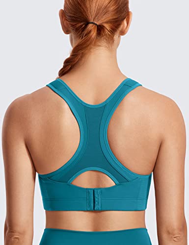 Image of SYROKAN Women's Sports Bra Front Adjustable High Impact Support Padded Wireless Racerback Plus Size Running Bra