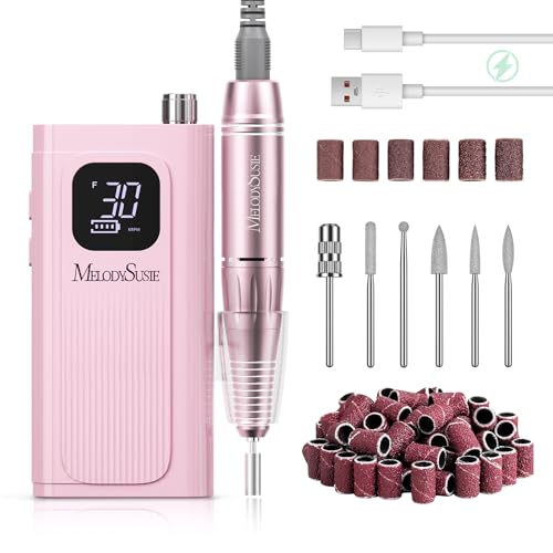 MelodySusie SC300F Professionnel Ponceuse pour Ongles à Clip, Rechargeable Sans Fil Lime à Ongle Electrique 30000 tr/min, avec LCD écran et Vitesse...