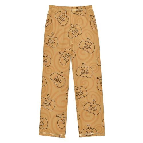 Pumpkin Lines Boys Pants Boys Athletic Pants Long Pant for Boywith Pockets Wide-Leg Size 6-14Y