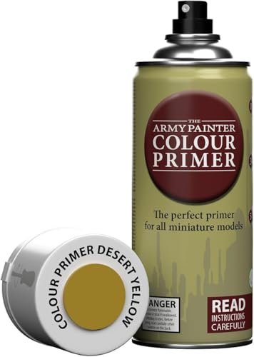 The Army Painter Color Primer, Desert Yellow, 400 ml, 13.5 oz - Acrylic Spray Undercoat for Miniature Painting