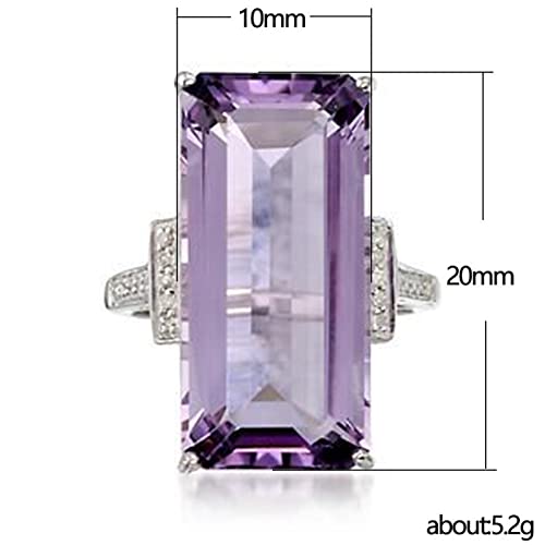 925 Sterling Silver Plated Emerald Shaped Simulated Amethyst Engagement Wedding Ring for Women2