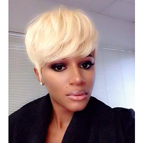 RUISENNA Short Blonde Pixie Cut Wigs Short Synthetic Hair Wigs for Women Natural Straight Wigs Heat Resistant