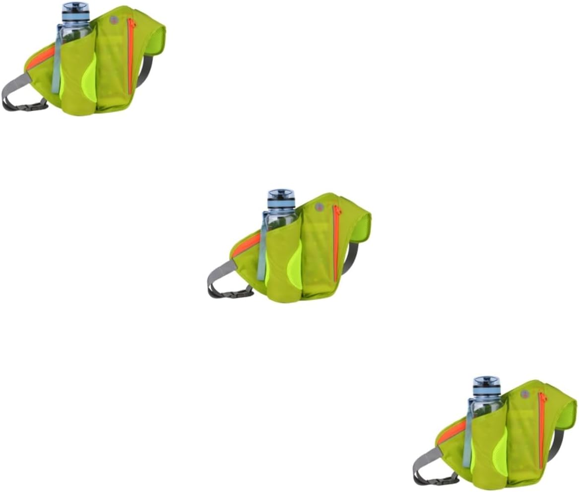 Kisangel 3pcs Portable Waist Bag Water Bottle Holder Running Pouch for Outdoor Activities Lightweight Fanny Pack for Hiking Cycling and Travel Green