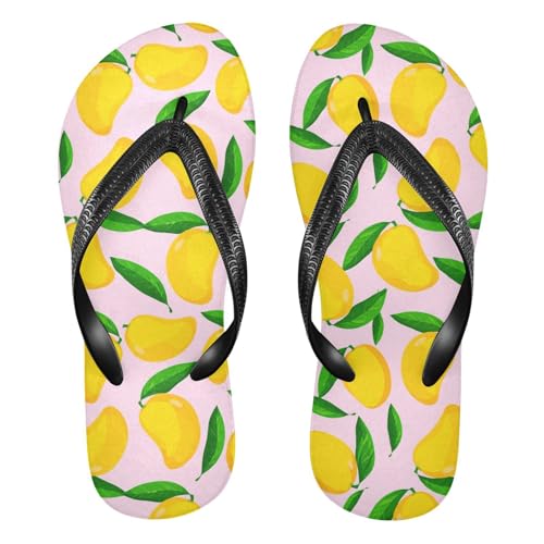 Mango Leaves Pink Flip Flops for Beach Thong Sandals Anti-slip Lightweight Beach Shoes for Travel Summer Outdoor
