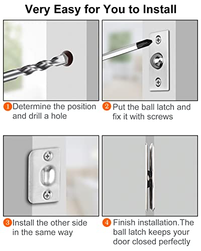Ball Catch Door Hardware Jiayi 2 Pack Door Ball Catch For Top Of Door French Door Ball Catch Latch Adjustable Ball Catch Strong Drive In Ball Latch For Invisible Pantry Ball Bearing Door Latch Silver #TOP4