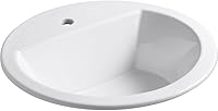 Kohler Bryant K-2714-1-0 Round Self-Rimming Bathroom Sink, Single-Hole Faucet Drilling, White - ADA Compliant Lavatory