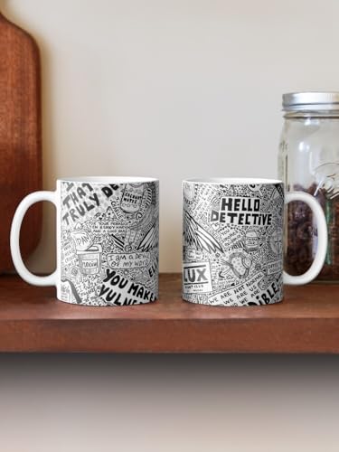 Image of Hello Detective Ceramic Mug 330ml - Mystery Crime Series Inspired Printed Coffee Cup - Microwave Safe Dishwasher Friendly - Gift Mug for Sleuth Fans, Office Use, Investigative Minds
