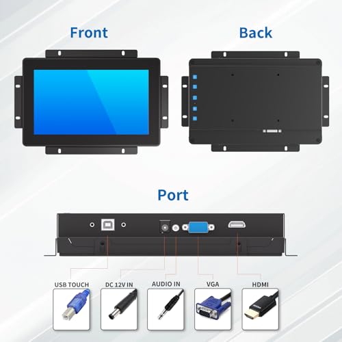 Image of 8 Inch Open Frame Touch Monitor, PCAP 10-Point Touch Industrial Touchscreen Monitor, with HDMI /VGA Interface, Active Matrix TFT LCD,LED Backlight, with VESA Mount