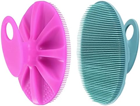 INNERNEED Food Grade Soft Silicone Body Cleansing Brush, Exfoliating & Gentle Massage for All Skin Types) Purple+Dark Green