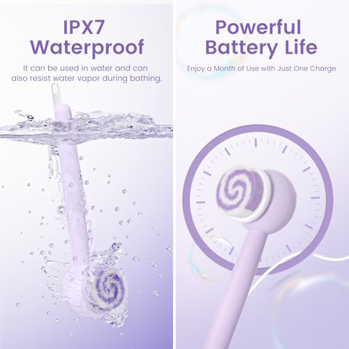 Brosse à récurer électrique rechargeable pour douche avec 2 têtes et 3 modes - 4