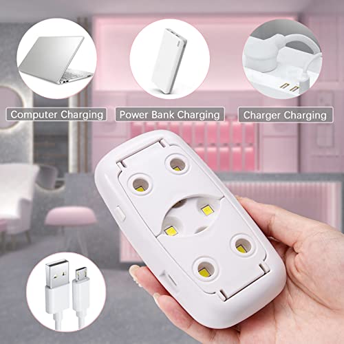 Fuaty Mini Uv Light For Gel Nails, Single Led Uv Nail Lamp With Mirror, 8W Portable Nail Dryer Curing Lamp For Gel Builder Based Polish Acrylic Fake Nails/Nail Extensions/Diy/Salon/Resin #TOP3