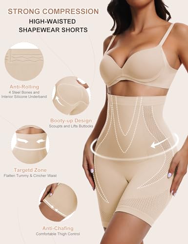 Sarin Mathews Women’s Tummy Control Shapewear Shorts High Waisted Body Shaper for Thigh Slimming Underwear Girdle2