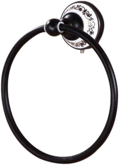 Artibetter Black Towel Ring Holder Wall Mounted Hand Towel Rack for Bathroom Stylish Bath Accessory for Towels and Hand Towels Polished Finish