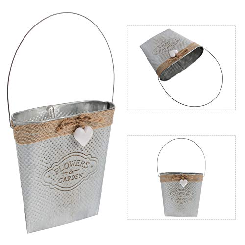 Hemoton Galvanized Metal Wall Planter Farmhouse Hanging Wall Vase Planters Flowers Holder For Country Rustic Home Wall Decor #TOP6