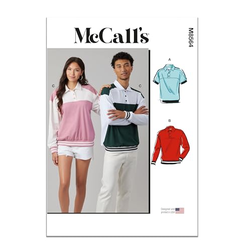 McCall's M8564A Unisex Knit Pullover Tops Sewing Pattern Packet, Design