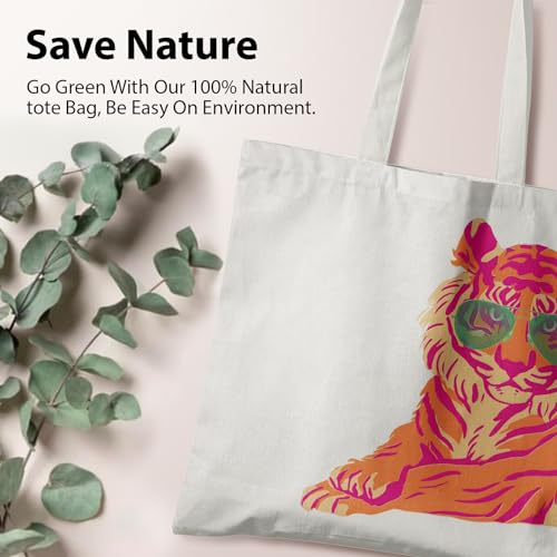 Bolso Tote de lona rosa y naranja miniatura 3