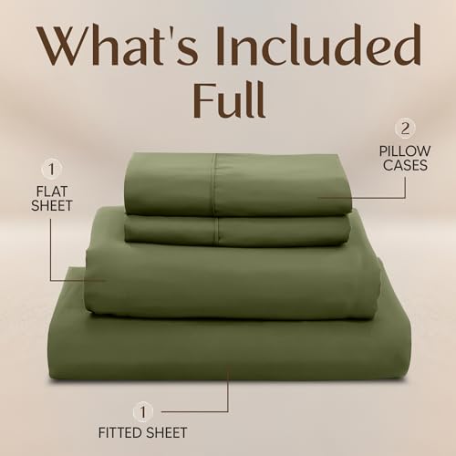 Image of Utopia Bedding Full Size Sheet Set - 4 Piece Bed Sheets, Soft and Breathable Microfiber, Includes 1 Fitted Sheet, 1 Flat Sheet and 2 Pillowcases - Oeko Tex (Olive)