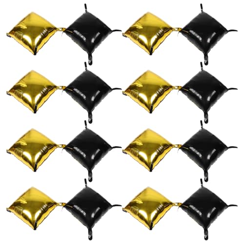 GARIOUANS Globos Cuadrados de Aluminio Negro y Dorado 25 Piezas Doble Cara y Cuerda para Decoración de Cumpleaños Boda y Fondo de Pared DIY para Fiestas