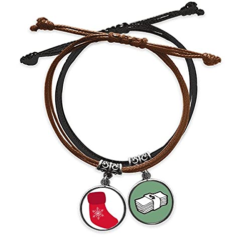 Cadena de mano navideña roja con amuleto para regalar