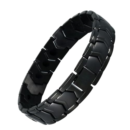 KYOSI Black Bracelet for Men Links Stainless Steels Mens Bracelet Accessories Fashion Jewelry 8.66 inches Fathers Day Gift