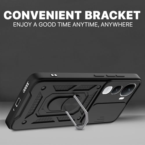 Image of AIBEX Back Cover for Vivo Y400 Pro 5G | D10 Tough Armor Case | Sliding Camera Shield | 360 Protection | Kickstand Ring Holder | Military-Grade Bumper Case