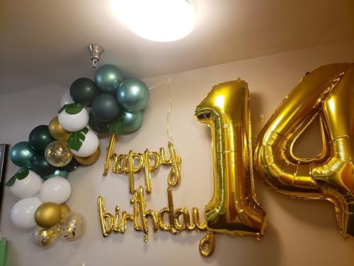 Image of Number Balloons 12 Balloon 40 inch Gold for 12 21 Birthday Party Decoration | Saturated Color, Large 40 in, With Straw & Hanging Hole, For Graduation Season, Thanksgiving, Anniversary, Christmas