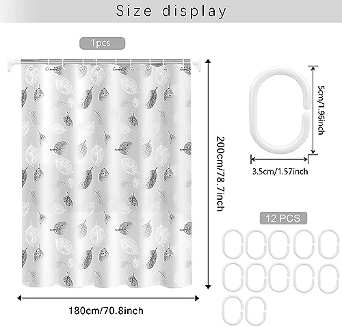 WOODFIB Shower Curtain, 100% PEVA Waterproof Anti-Mould Proof Resistant, Quick-Drying, Washable Bathroom Curtain - Image 2