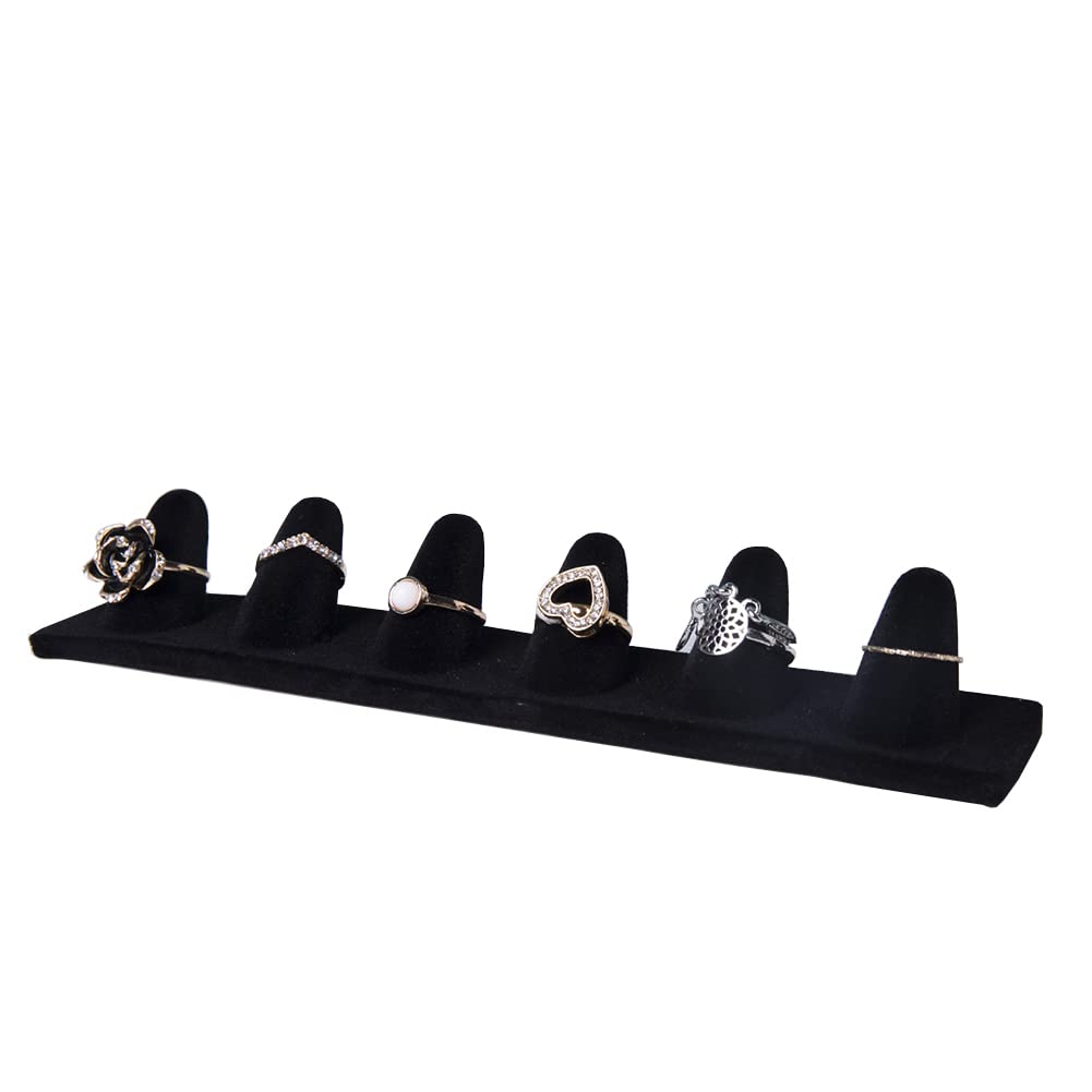 UUYYEO 6 Finger Ring Display Stand Black Jewelry Support Holder Ring Organizer Stand Finger Displays Holder for Jewelry Display