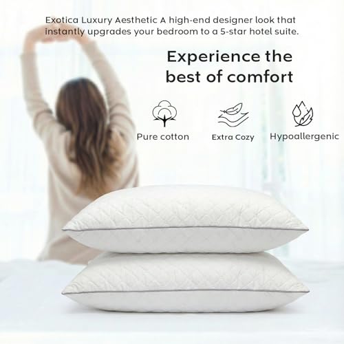 Image of AYKA Premium Microfiber Pillow for Sleeping | Super Soft & Fluffy Bed Pillow | 100% Virgin Microfiber Filling | Breathable | Ideal for All Sleeping Positions | 17x27 Inch | White | Pack of 2