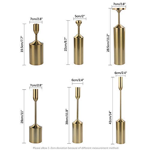 Vincigant Brass Candlestick Holders For Pillar Candles,Gold Metal Candle Holders Centerpieces Set Of 6 For Dining Table Centerpiece Mantle Fireplace Decoration #TOP5