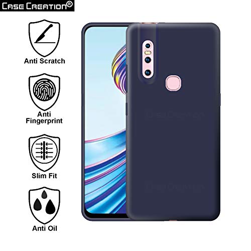 Image of Case Creation Luxurious OG Series for Vivo V15 Case Cover,Anti-Dirty Slim Case Frosted Matte Cute Candy TPU Raised Bezel (Splash of Color) Back Cover for VivoV15 -Navy Blue
