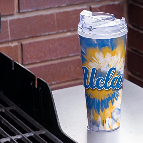 Image of Rico Industries NCAA Glitter 24oz Acrylic Glitter Tumbler with Hinged Lid, Officially Licensed Double Wall Tumbler with Straw