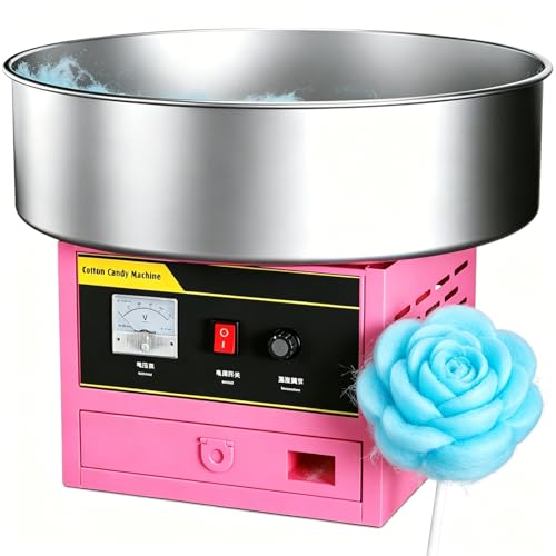 AVSMGP Pink, Máquina Eléctrica para Hacer Algodón Azúcar 1200W, con Tazón Acero Inoxidable- Modelo Comercial Fácil Usar Ideal para El Hogar, Carnavales, Cumpleaños Y Fiestas Familiares