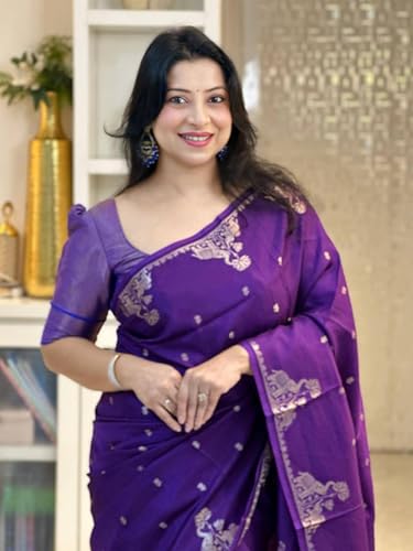 Image of SGF11 Women's Kanjivaram Soft Silk Saree With Blouse Piece