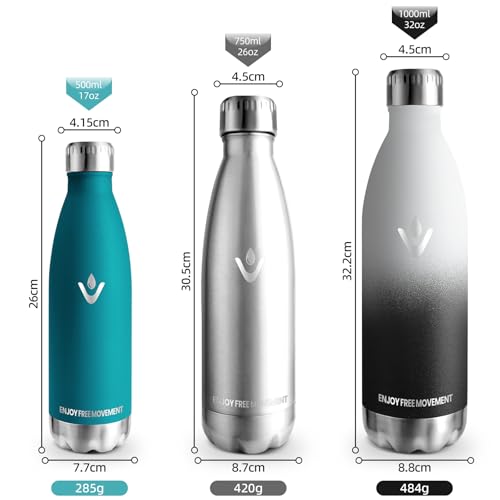 Trinkflasche Edelstahl, Trinkflaschen Kinder, 500ML BPA-frei, Thermosflasche, Wasserflasche Edelstahl Doppelwandig, Trinkflasche Kohlensäure Geeignet, Water Bottle für Fitness, Fahrrad, Schule 5