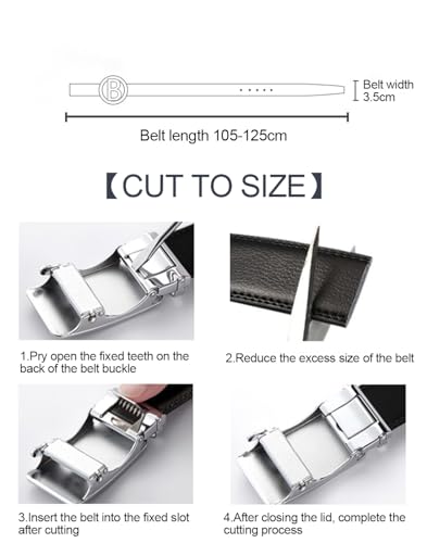 Mens Designer Ratchet Belts for Casual Jeans,Leather Belts with Automatic Slide Buckle4